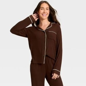 Auden Cozy Ribbed Notch Collar Long Sleeve Shirt 1️⃣